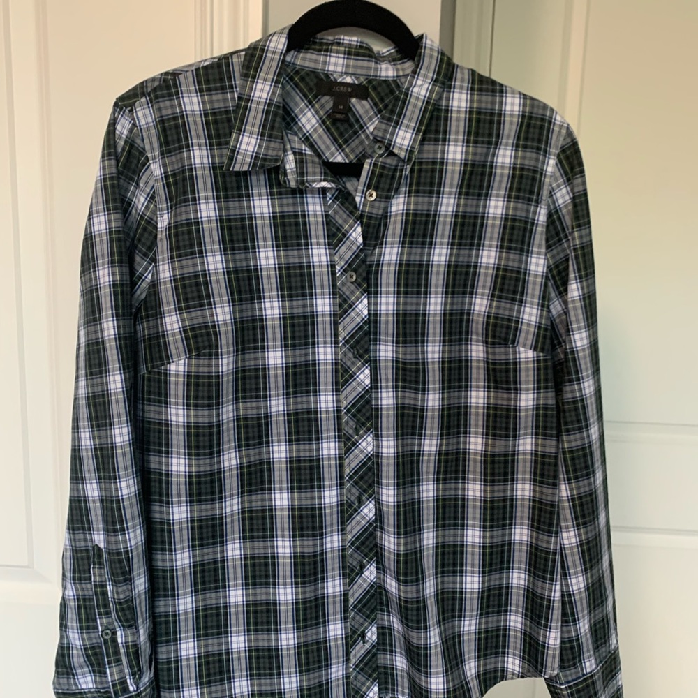 J.Crew plaid cotton blouse. Size 14. Never worn.